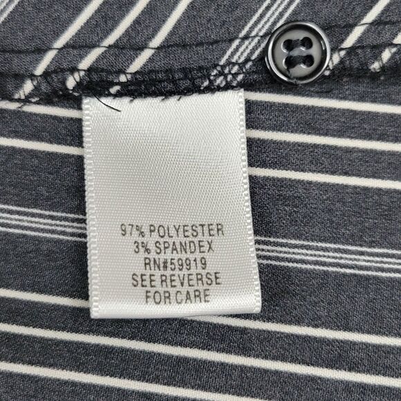 Apt 9 collar button front stretch sleeveless top black white striped small - Picture 6 of 9